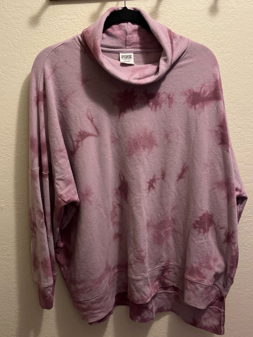 PINK Victoria's Secret Mauve & Dusty Rose Tie-Dye Cowl Neck Sweater